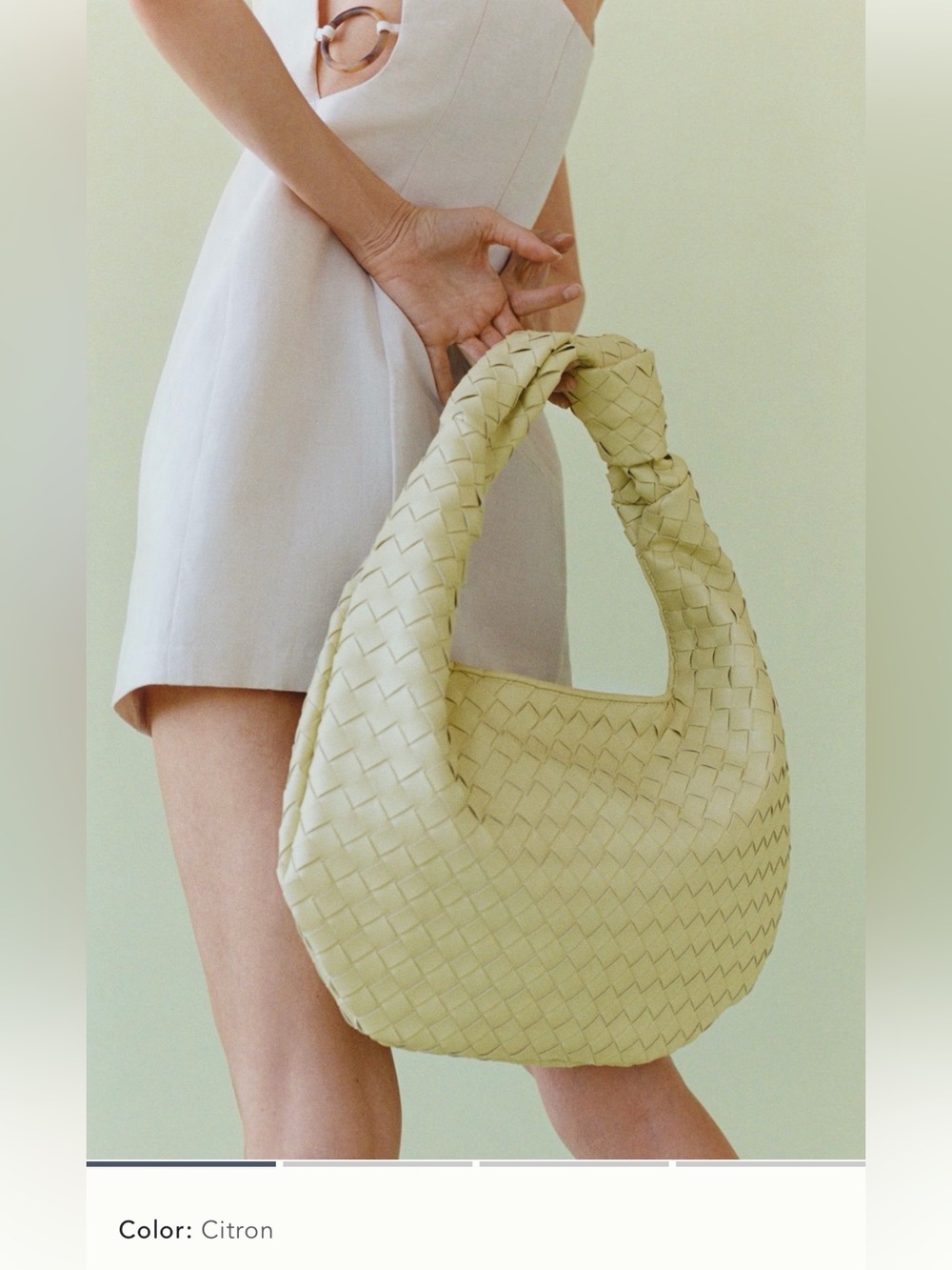 new Anthropologie melie Bianco Brigitte oversized XL woven knot satchel citron